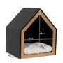 Fully Open Wooden Pet House with Quilted Pillow
