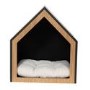Fully Open Wooden Pet House with Quilted Pillow