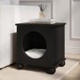 Elevated Black Indoor Pet Home Side Table with Washable Quilted Cushion