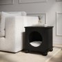 Elevated Black Indoor Pet Home Side Table with Washable Quilted Cushion