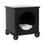 Elevated Black Indoor Pet Home Side Table with Washable Quilted Cushion