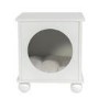 Elevated White Indoor Pet Home Side Table with Washable Quilted Cushion