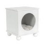 Elevated White Indoor Pet Home Side Table with Washable Quilted Cushion