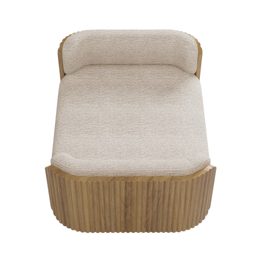 Beige Fabric Pet Bed with Oak Ribbed Sides - Washable Cover