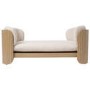 Large Beige Fabric Pet Bed with Oak Ribbed Sides - Washable Cover