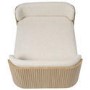 Large Beige Fabric Pet Bed with Oak Ribbed Sides - Washable Cover