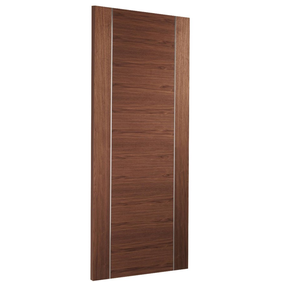 Internal Walnut Door with Aluminium Detail - Pre-Finished - 1981 x 686 x 35mm - Forli - XL Joinery