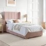 Pink Velvet Single Bed Frame with Storage Drawer - Phoebe