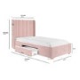 Pink Velvet Single Bed Frame with Storage Drawer - Phoebe