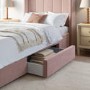 Pink Velvet Single Bed Frame with Storage Drawer - Phoebe