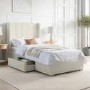 Cream Upholstered Single Bed Frame with Storage Drawer - Phoebe