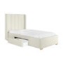 Cream Upholstered Single Bed Frame with Storage Drawer - Phoebe