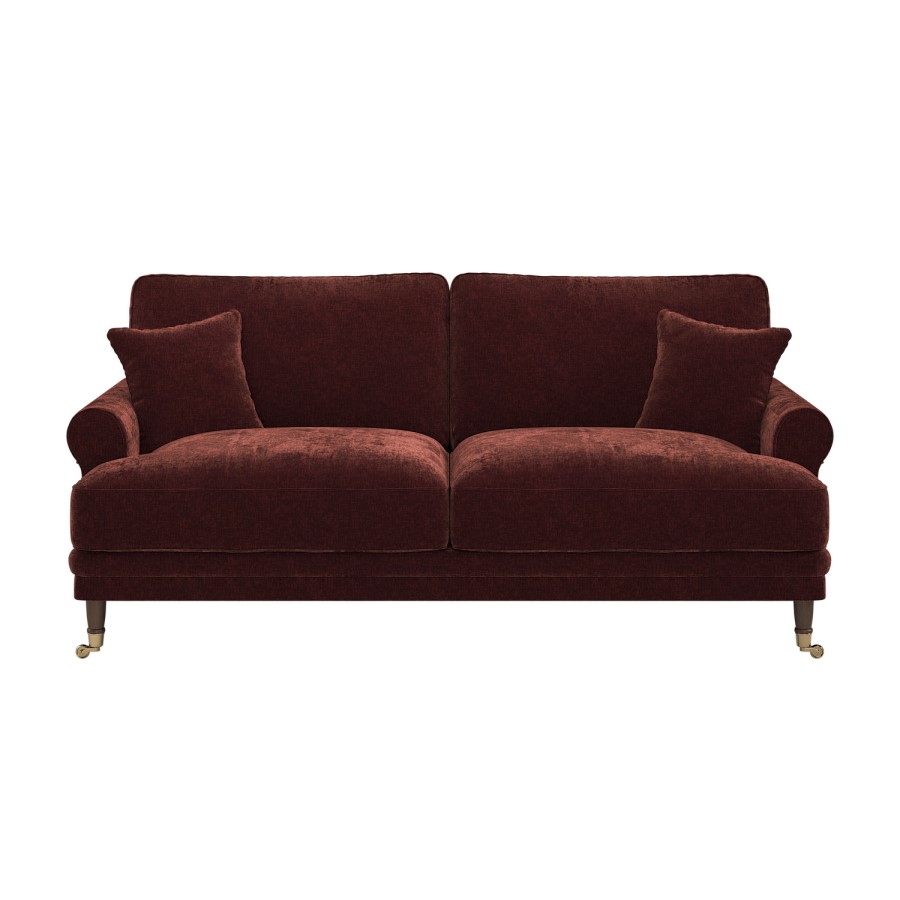 Berry Brown Chenille Feather-Filled 3 Seater Sofa - Payton Heritage