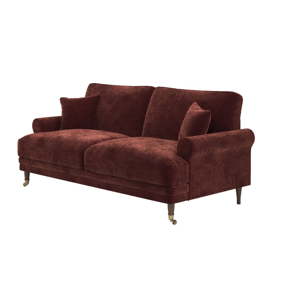 Berry Brown Chenille Feather-Filled 3 Seater Sofa - Payton Heritage