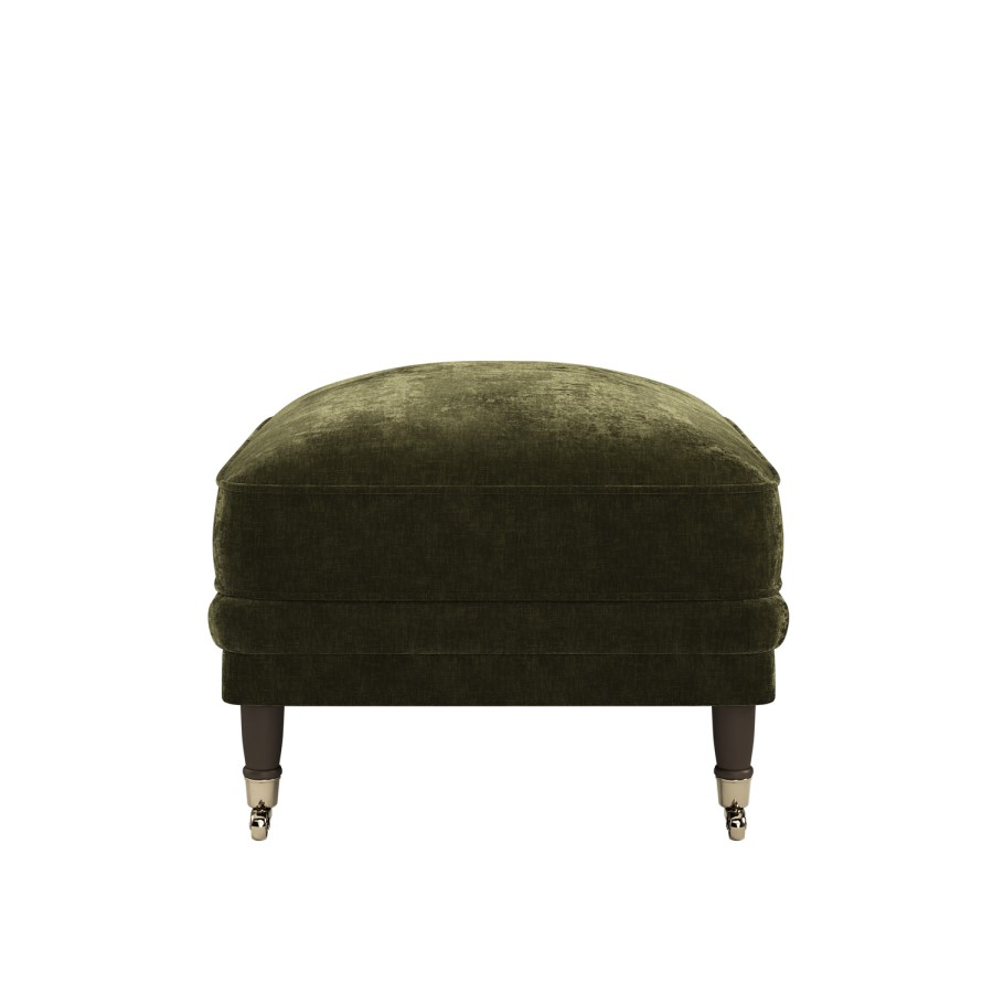 Moss Green Chenille Feather-Filled Footstool - Payton Heritage