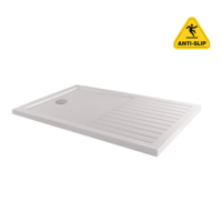 1300x900mm Rectangular Anti-Slip 40mm White Stone Resin Shower Tray – Purity