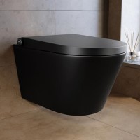 Matt Black Wall Hung Smart Bidet Japanese Toilet - Purificare