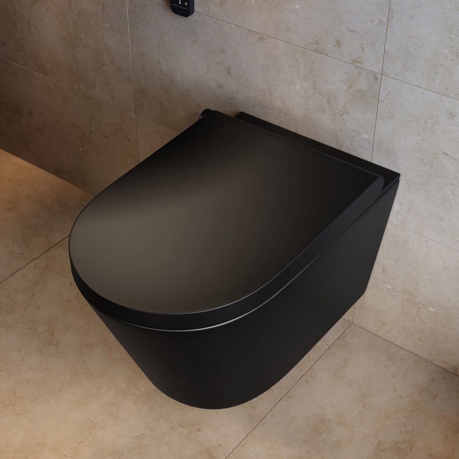 Matt Black Wall Hung Smart Bidet Japanese Toilet - Purificare