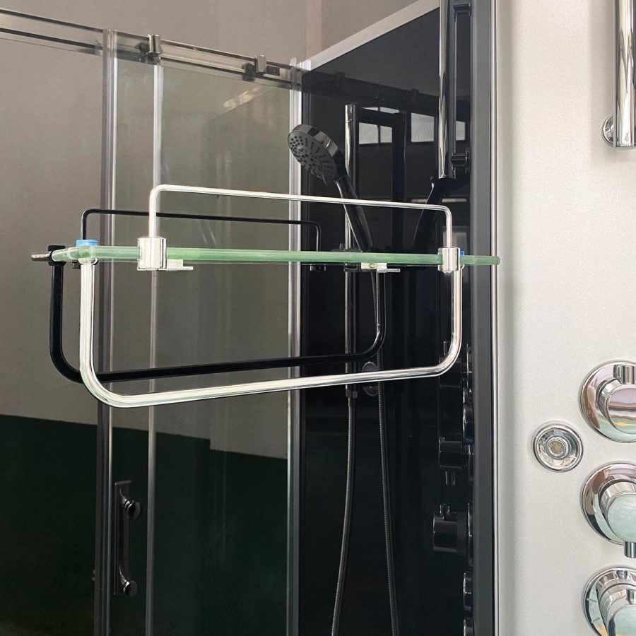 Vidalux Pure -1200x800mm Black Right-Hand Offset Quadrant Shower Cabin with Hydro Shower Set & Shower Tray