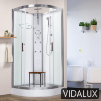 Vidalux Pure - 800x800mm White Quadrant Shower Cabin with Hydro Shower Set with Shower Tray