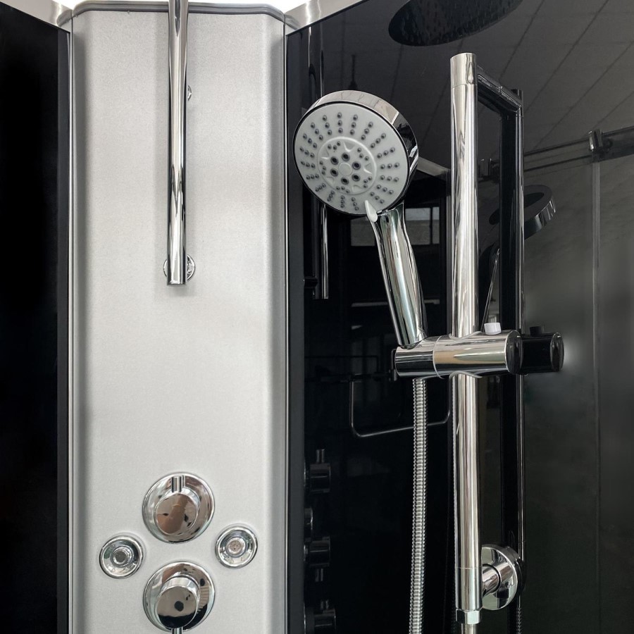 Vidalux Pure - 800x800mm Black Quadrant Shower Cabin with Hydro Shower Set with Shower Tray