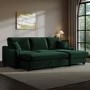 4 Seater Pull-Out Chaise Corner Sofa Bed with Storage in Dark Green Velvet - Quinn