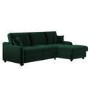 4 Seater Pull-Out Chaise Corner Sofa Bed with Storage in Dark Green Velvet - Quinn