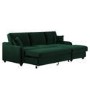 4 Seater Pull-Out Chaise Corner Sofa Bed with Storage in Dark Green Velvet - Quinn