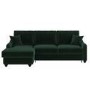 4 Seater Pull-Out Chaise Corner Sofa Bed with Storage in Dark Green Velvet - Quinn