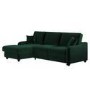 4 Seater Pull-Out Chaise Corner Sofa Bed with Storage in Dark Green Velvet - Quinn