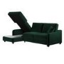 4 Seater Pull-Out Chaise Corner Sofa Bed with Storage in Dark Green Velvet - Quinn