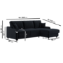 4 Seater Pull-Out Chaise Corner Sofa Bed with Storage in Navy Chenille - Quinn