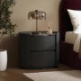 Black and Marble-Effect 2 Drawer Bedside Table - Raffaele