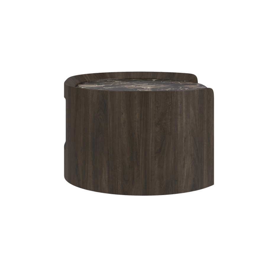 Walnut and Marble-Effect 1 Drawer Floating Bedside Table - Raffaele