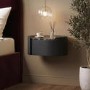 Black and Marble-Effect 1 Drawer Floating Bedside Table - Raffaele