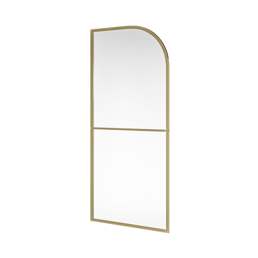 1000mm Brushed Brass Curved Glass Shower Screen for Wet Room & Walk In Shower - Raya