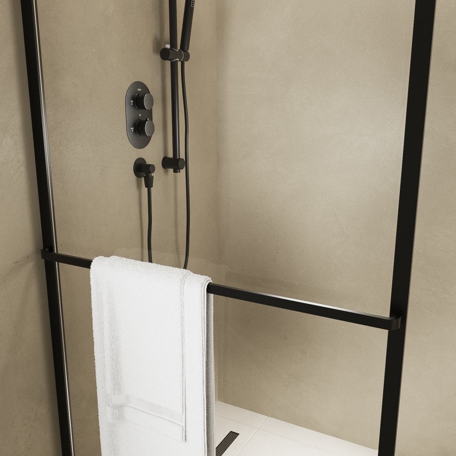 1000mm Black Curved Glass Shower Screen for Wet Room & Walk In Shower - Raya