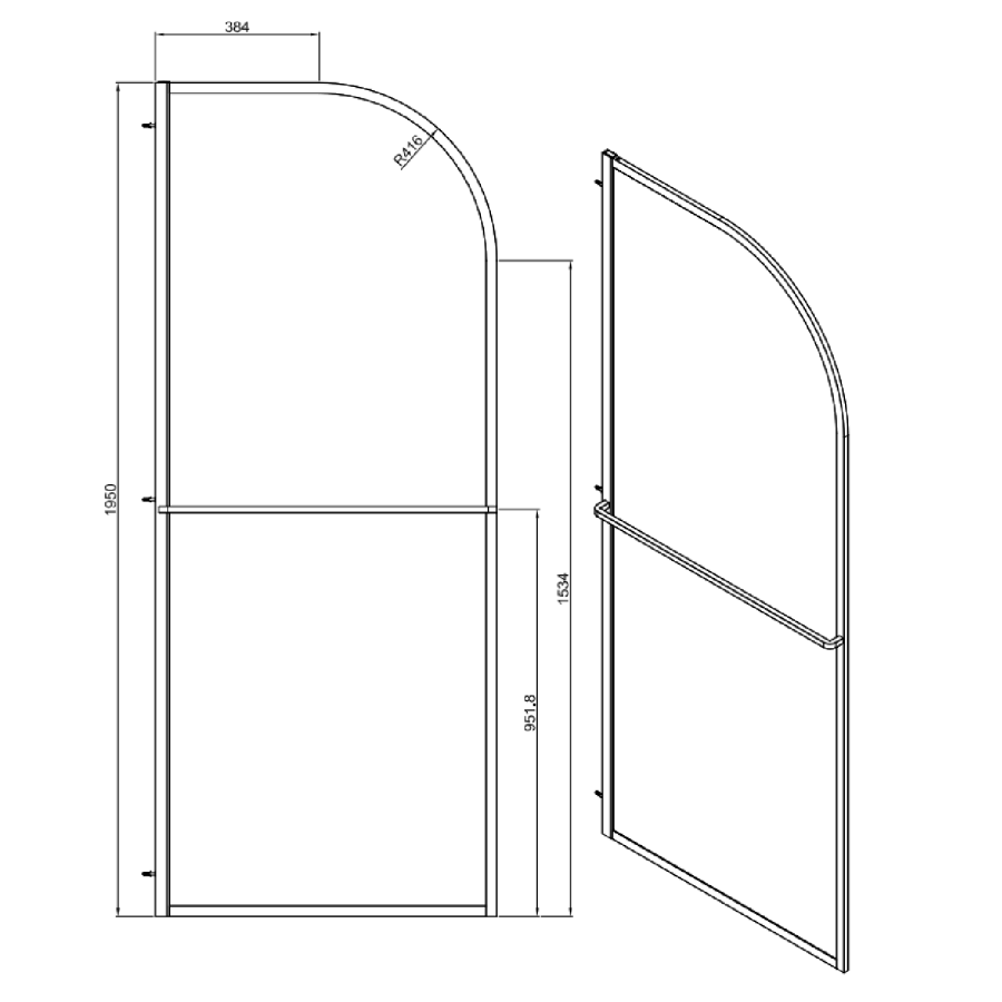 1000mm Brushed Brass Curved Glass Shower Screen for Wet Room & Walk In Shower - Raya