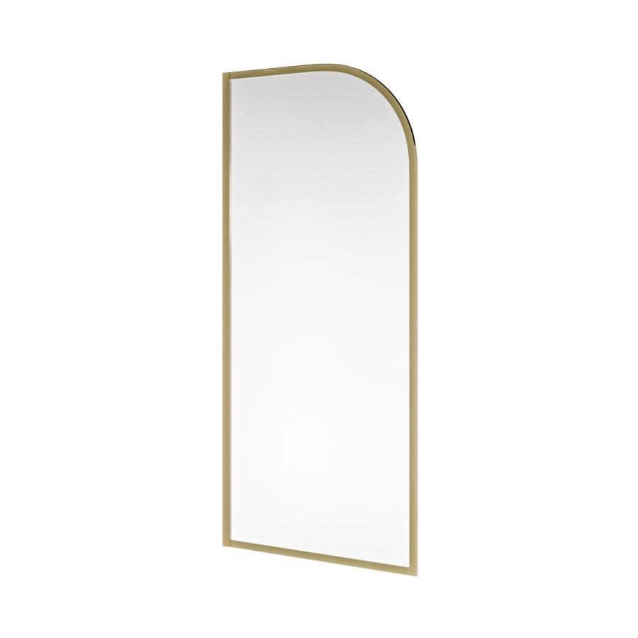 900mm Brushed Brass Curved Glass Shower Screen for Wet Room & Walk In Shower - Raya