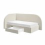 Cream Single Velvet Bed Frame with Storage Drawer and Curved Headboard - Reagan