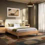 Oak Double Wooden Bed Frame With Upholstered Curved Headboard - Reece