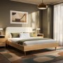 Oak King Size Wooden Bed Frame With Upholstered Curved Headboard - Reece