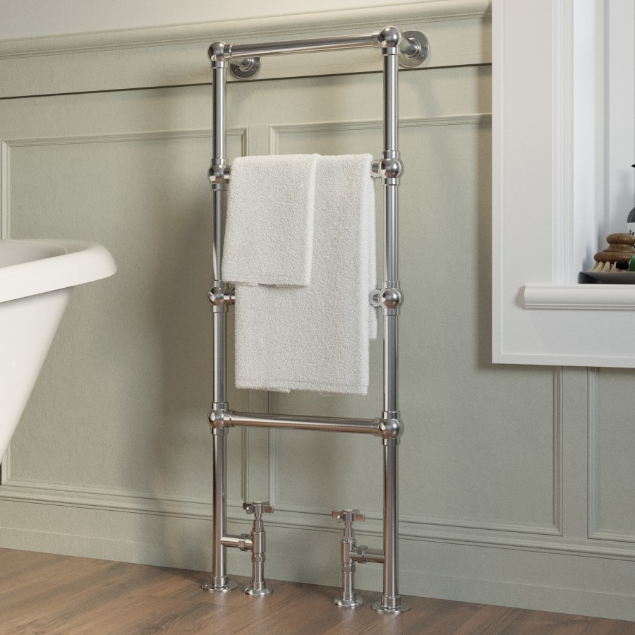 Chrome Vertical Traditional Towel Rail Radiator 1200 x 479mm - Regent