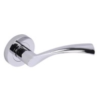Internal Silver Polished Chrome Lever Door Handle with Latch and Hinges Pack - 75mm Latch - Rhine - XL Joinery