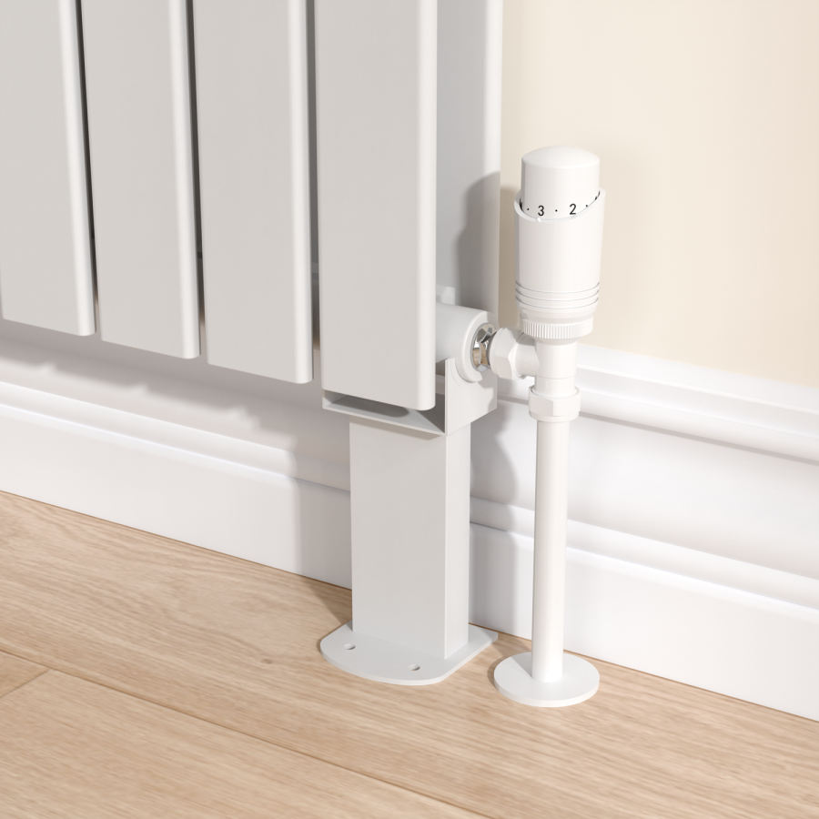 Riace White Designer Radiator Feet -Suitable for Single and Double Panel Radiator