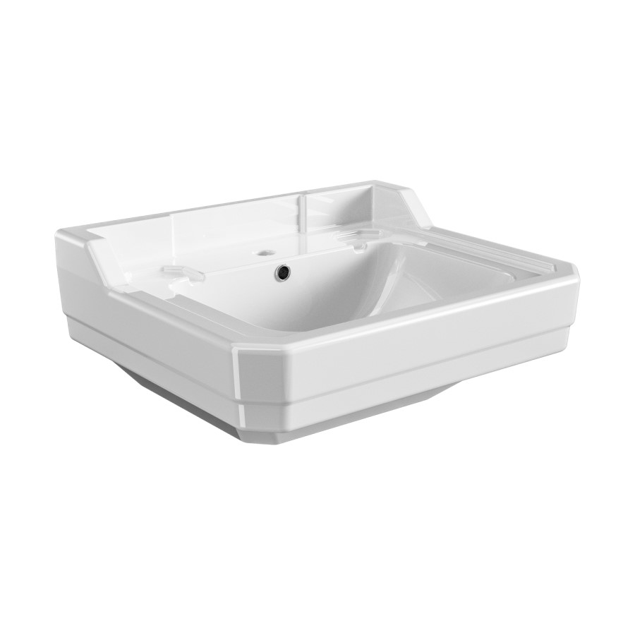 White Wall Hung Basin with 1 Tap Hole 570mm - Ripley