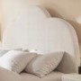 Cream Boucle Double Ottoman Bed with Legs and Scalloped Headboard - Roma