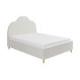 Cream Boucle Double Ottoman Bed with Legs and Scalloped Headboard - Roma