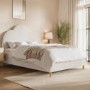 Cream Boucle Small Double Ottoman Bed with Scalloped Headboard - Roma