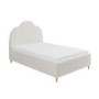 Cream Boucle Small Double Ottoman Bed with Scalloped Headboard - Roma